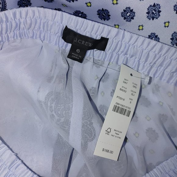 NWT J.Crew Pajama Style Pull-on cropped paisley in scarf border print pants. 6 - Picture 7 of 8